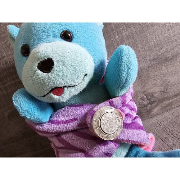 Snug Buddies Blue Bear Plush Wrapped In Purple Security Blanket Lovey Stuffed - Picture 3 of 6